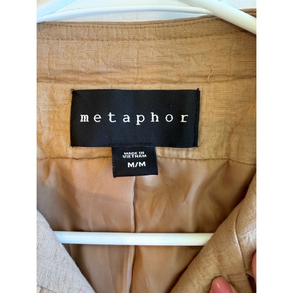 Metaphor Womens Tan Textured Moto Jacket Asymmetrical Zip Gold Hardware Size M - Picture 5 of 8
